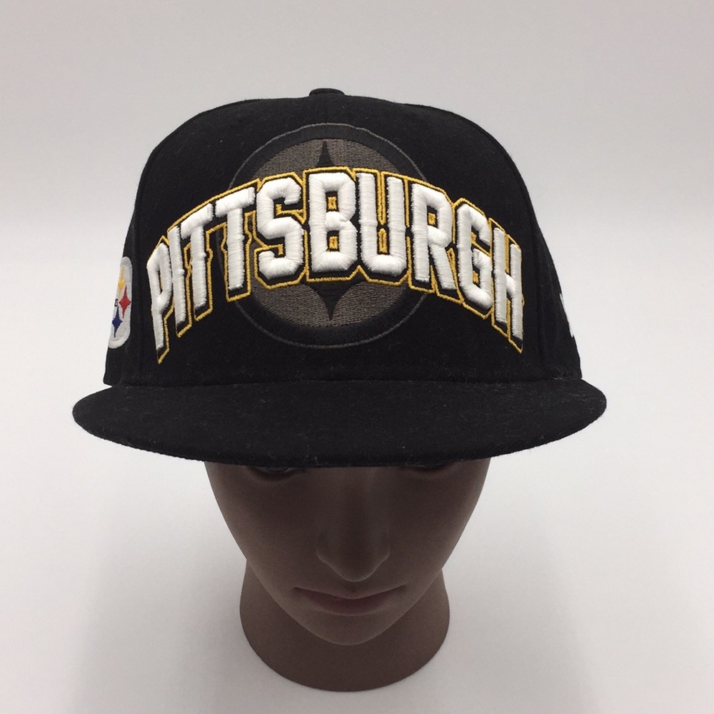 Pittsburgh Steelers NFL Black White Hat Baseball Cap 7 3/8 New Era
